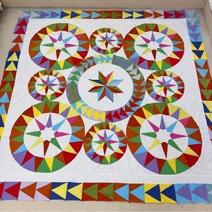 Holiday Cosmic Jewels Cotton Fabric queen size Patchwork quilt top/topper